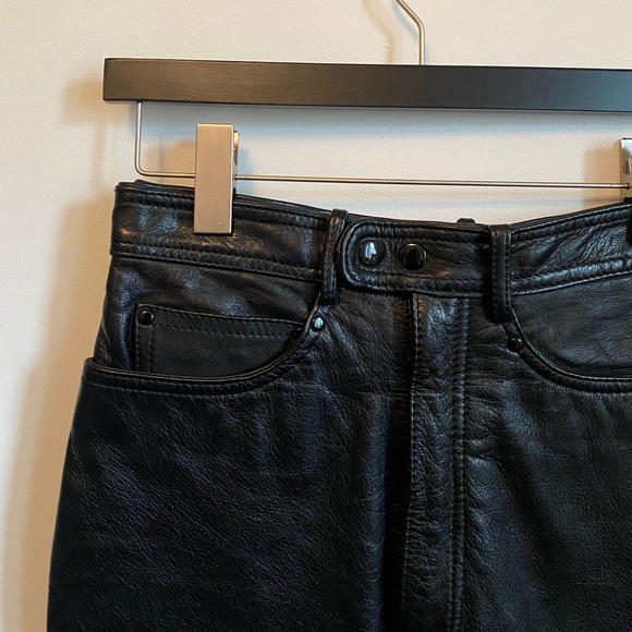 100% genuine leather vintage straight leg pants - Picture 2 of 4